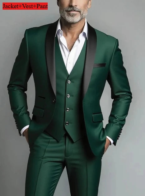 Men Formal Slim Fit Tuxedo Prom Suit Male Groom Wedding Blazers High Quality Groomsman Luxury Dress Business Banquet Party Suit