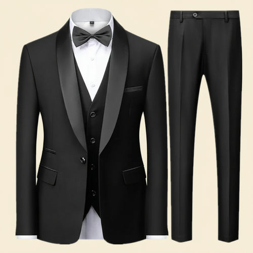 Black tuxedo with bow tie and pants 