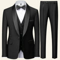 Black tuxedo with vest and bow tie