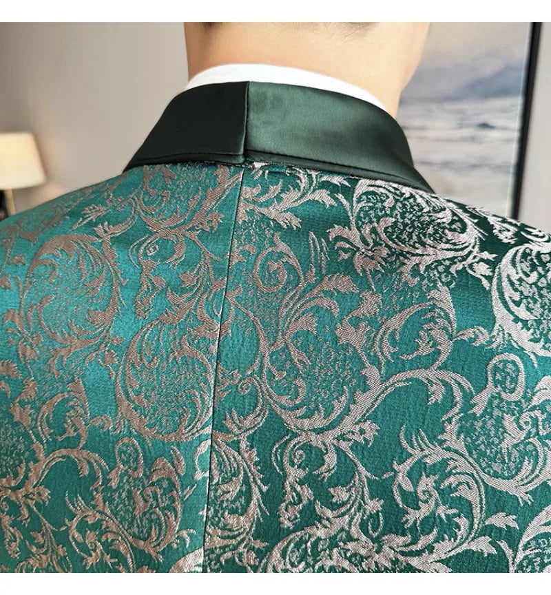 Spring 2025 Men's British Style Business Casual Three-Piece Suit Vest Trousers High-Density Jacquard Wedding Dress