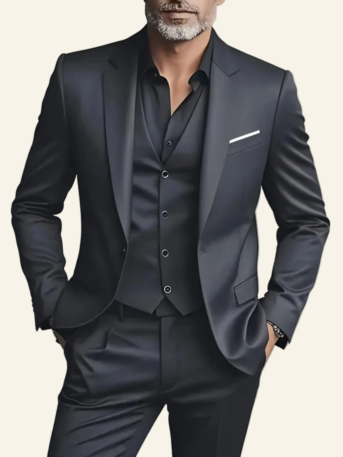 Elegant Men's Suit Sets- Slim Fit Tuxedo Set for Weddings & Formal Occasions, Black Suit